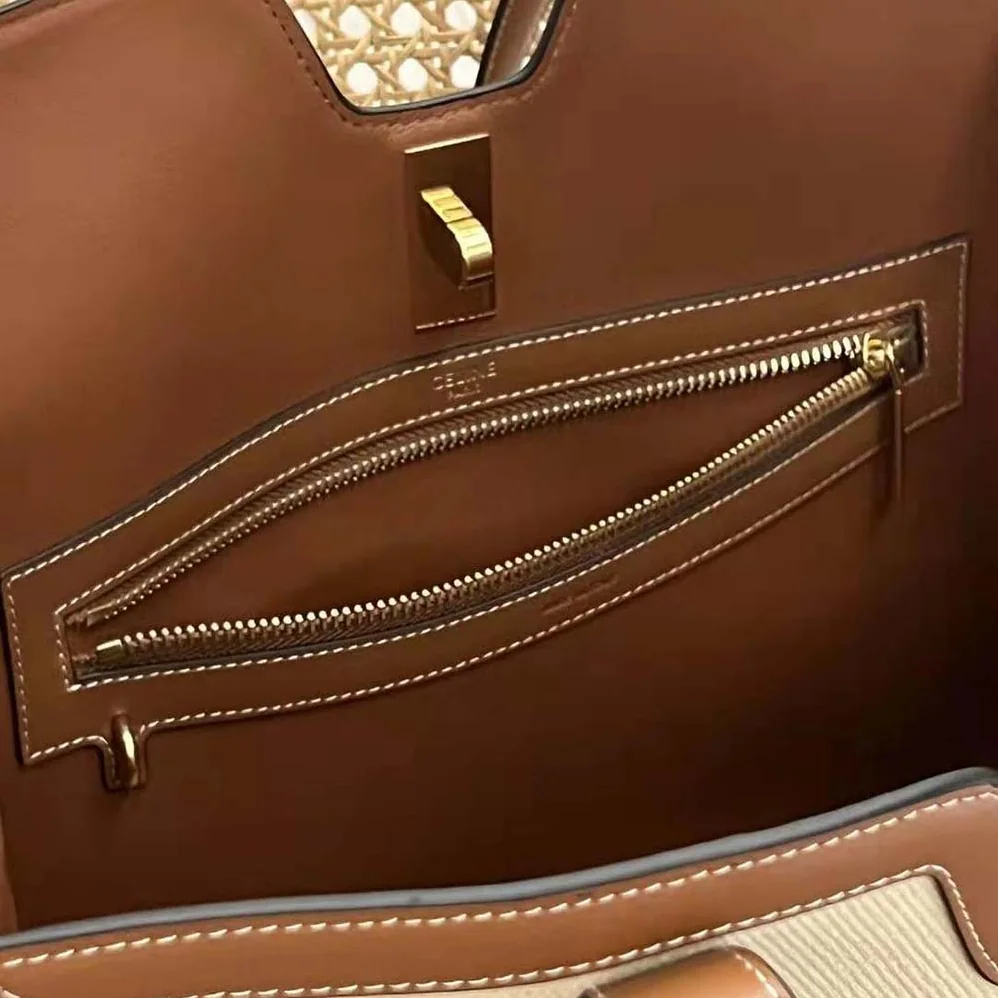 Celine Cabas 16 in Textile and Calfskin for Women in Beige Celine Cabas 16 in Textile and Calfskin for Women in Beige