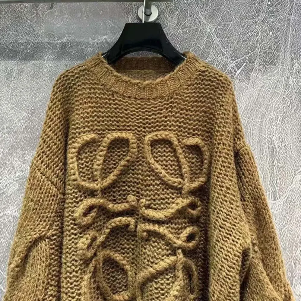 Loewe Anagram Sweater in Mohair for Women in Brown Loewe Anagram Sweater in Mohair for Women in Brown
