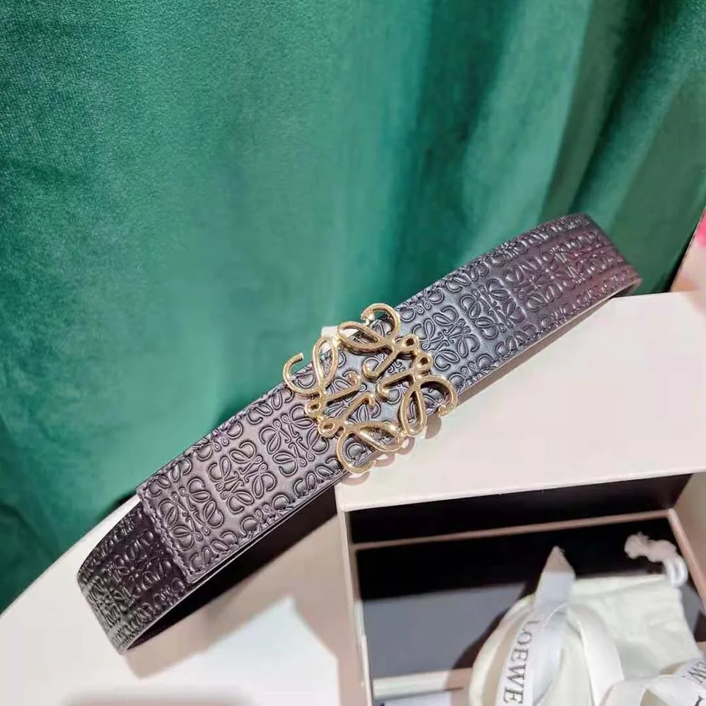 Loewe Anagram Belt in Silk Calfskin for Women in Black Loewe Anagram Belt in Silk Calfskin for Women in Black