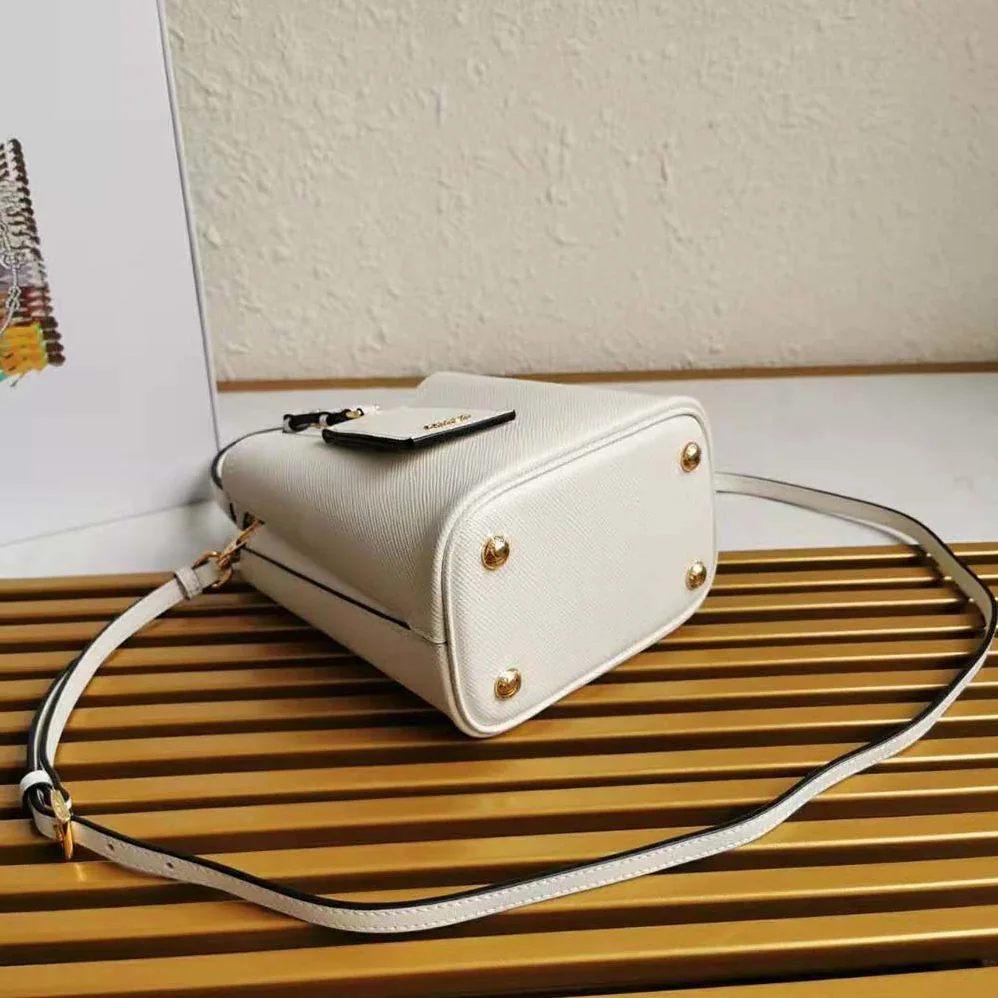 Prada Small Saffiano Leather Prada Panier Bag for Women in White Prada Small Saffiano Leather Prada Panier Bag for Women in White
