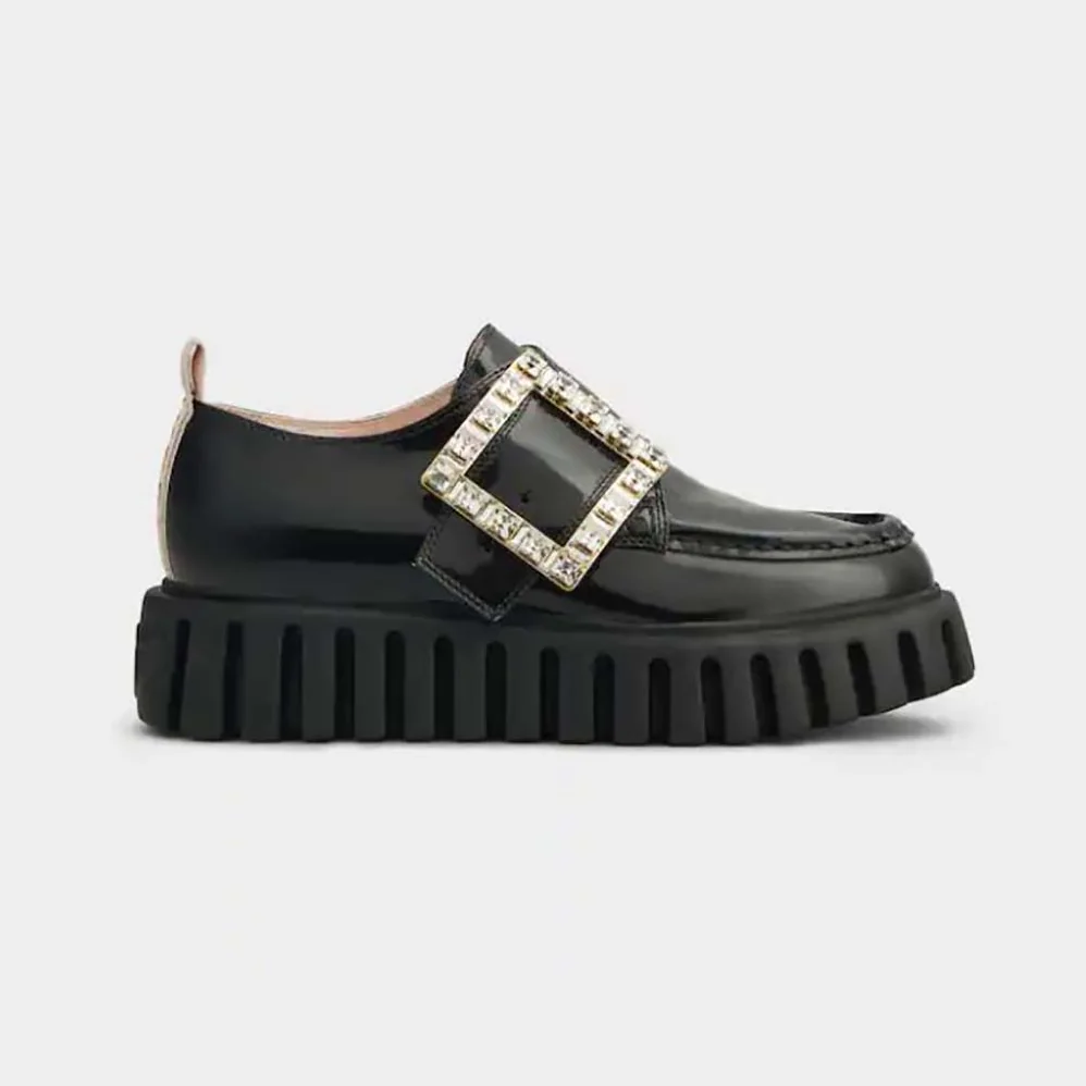 Roger Vivier Viv Go-Thick Strass Buckle Loafers in Patent Leather for Women Roger Vivier Viv Go-Thick Strass Buckle Loafers in Patent Leather for Women