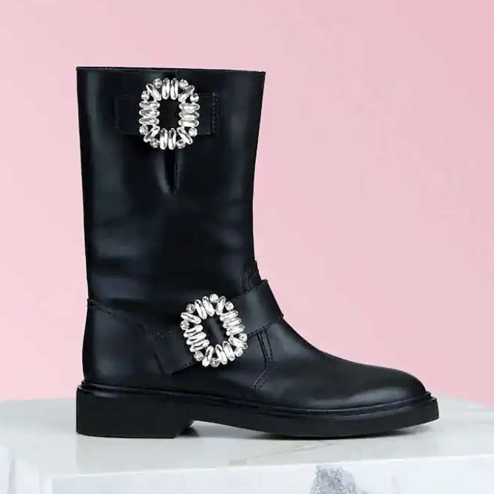 Roger Vivier Viv' Biker Boots in 2.5cm Heel for Women in Black
