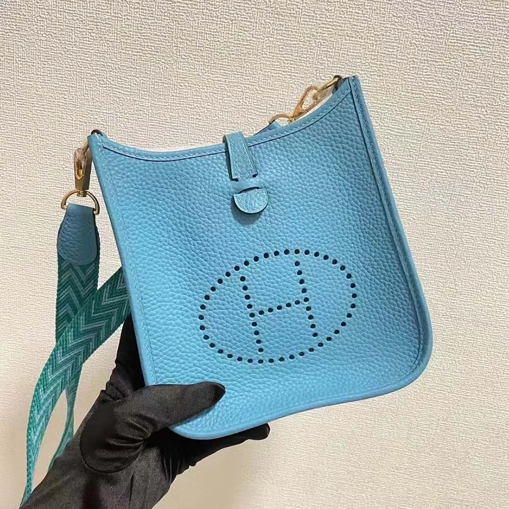 Hermes Evelyne III 16 Mini Model Bag in Calfskin in Blue Hermes Evelyne III 16 Mini Model Bag in Calfskin in Blue