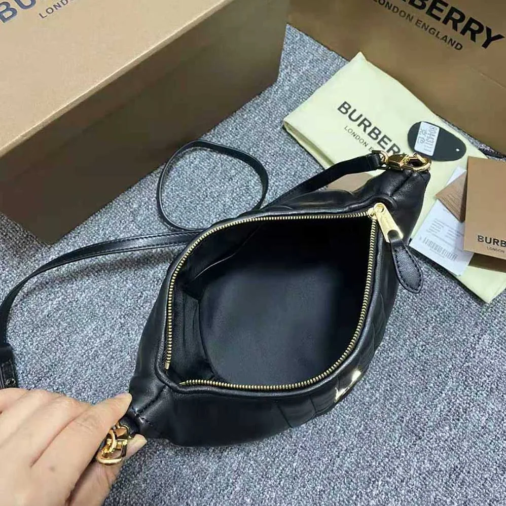 Burberry Small Quilted Lambskin Crescent Lola Bag for Women in Black Burberry Small Quilted Lambskin Crescent Lola Bag for Women in Black