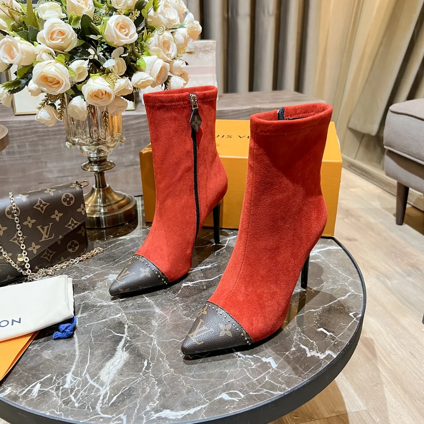 Louis Vuitton Cherie Ankle Boots Red for Women Louis Vuitton Cherie Ankle Boots Red for Women