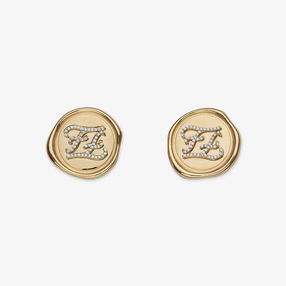 Fendi Karligraphy Gold for Women in colored Earrings