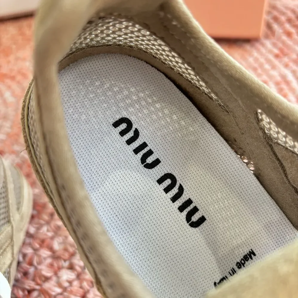 Miu Miu Gymnasium Mesh and Suede Sneakers for Women Miu Miu Gymnasium Mesh and Suede Sneakers for Women