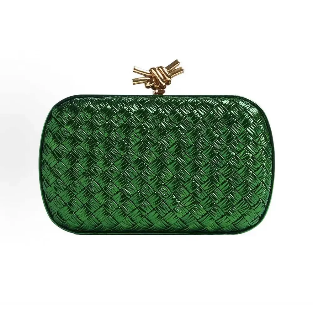 Bottega Veneta Knot Minaudière Clutch in Calfskin Leather for Women in Green Bottega Veneta Knot Minaudière Clutch in Calfskin Leather for Women in Green