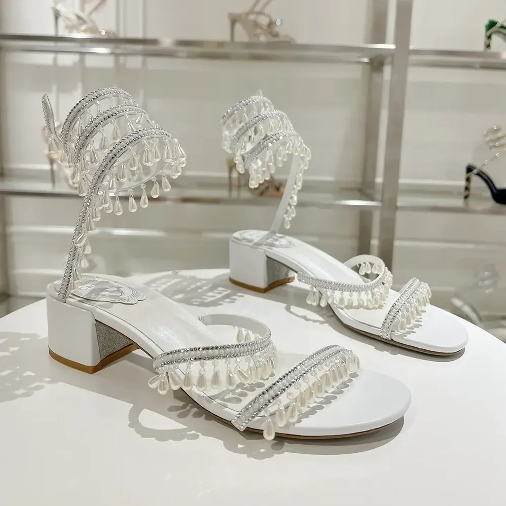 Rene Caovilla Chandelier Ivory Sandal 40 for Women Rene Caovilla Chandelier Ivory Sandal 40 for Women