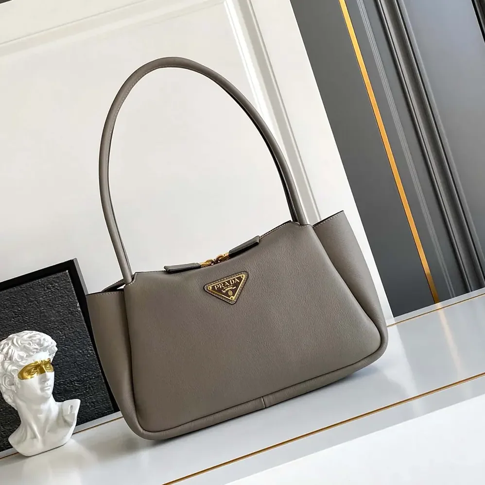 Prada Prada Darling Medium Leather Shoulder Bag for Women in Gray Prada Prada Darling Medium Leather Shoulder Bag for Women in Gray