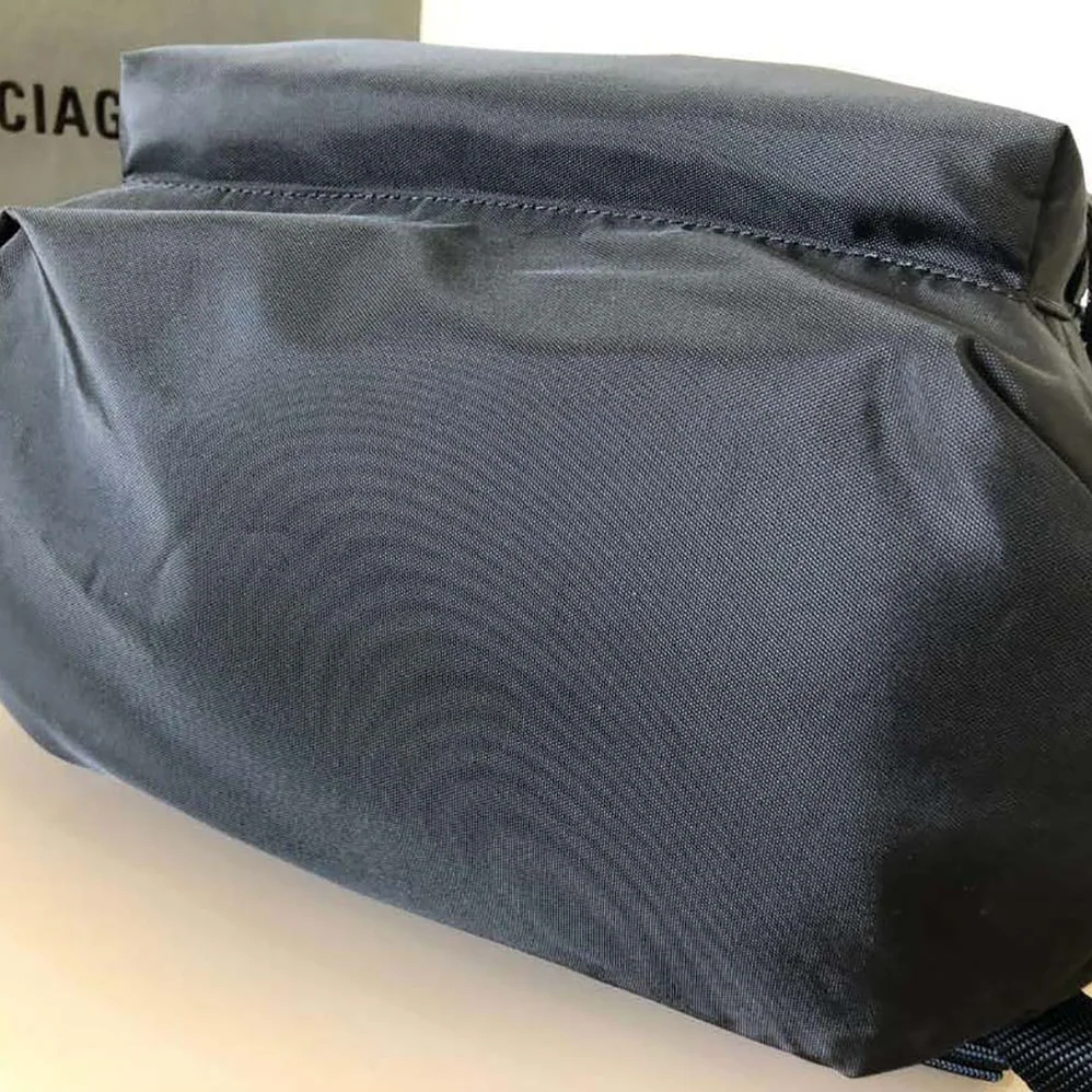 Balenciaga Wheel Backpack in Black Rrecycled Sport Nylon and White Logo Embroidered for Men