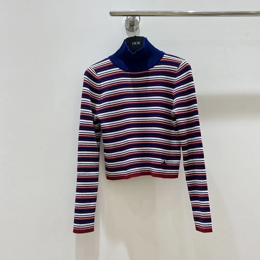 Celine Turtleneck Sweater In Striped Ribbed Wool for Women Celine Turtleneck Sweater In Striped Ribbed Wool for Women