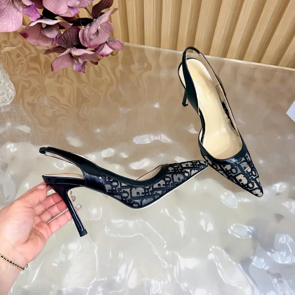 Dior Adiorable Slingback Pump Black Dior Oblique Embroidered Mesh for Women