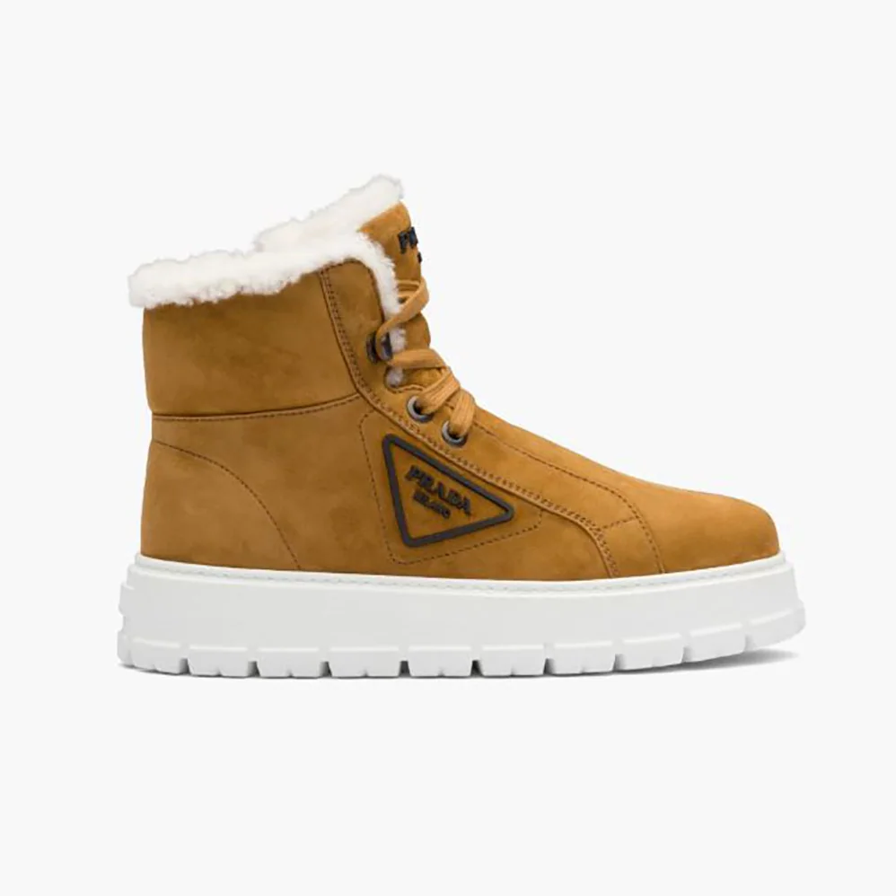 Prada Suede Lace-up Booties for Women in Brown Prada Suede Lace-up Booties for Women in Brown
