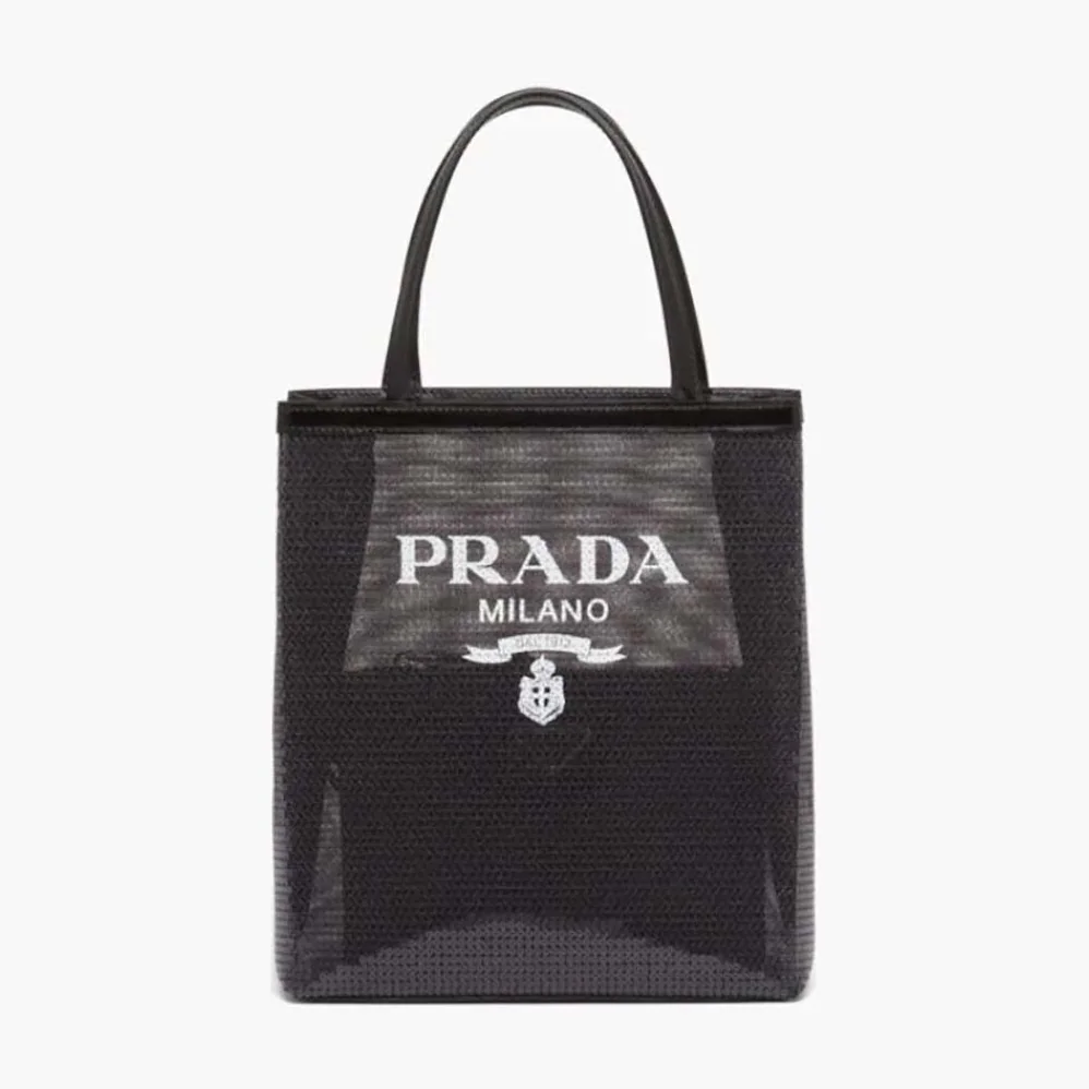 Prada Small Sequined Mesh Tote Bag for Women in Black