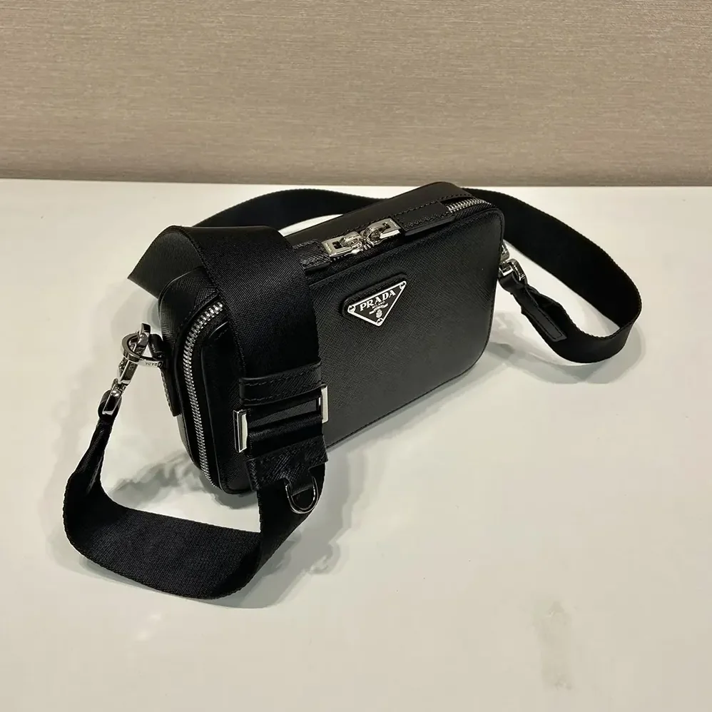Prada Brique Saffiano Leather Bag for Men in Black Prada Brique Saffiano Leather Bag for Men in Black