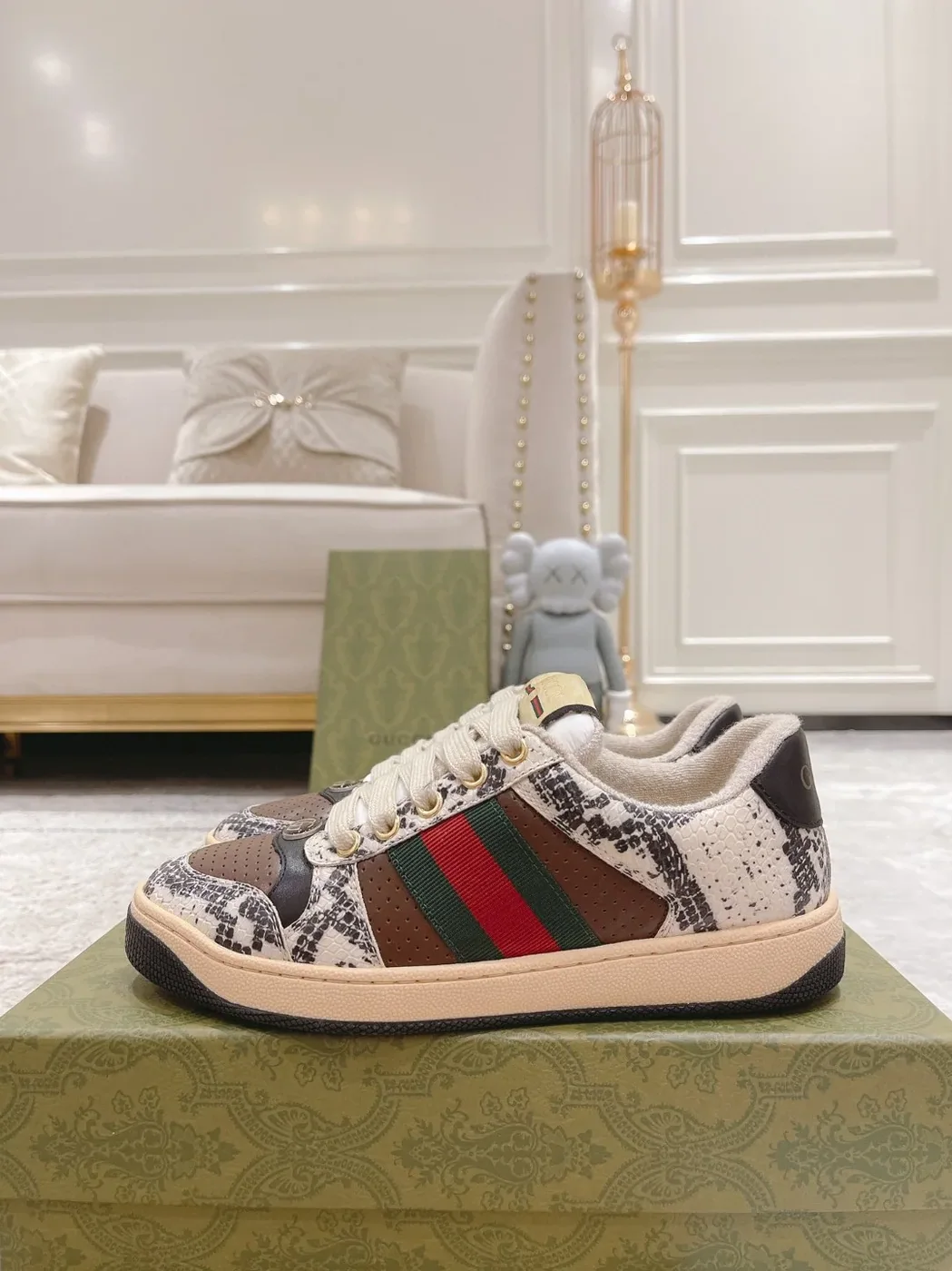 Gucci Screener Python in Effect Beige GG Shoes Gucci Screener Python in Effect Beige GG Shoes