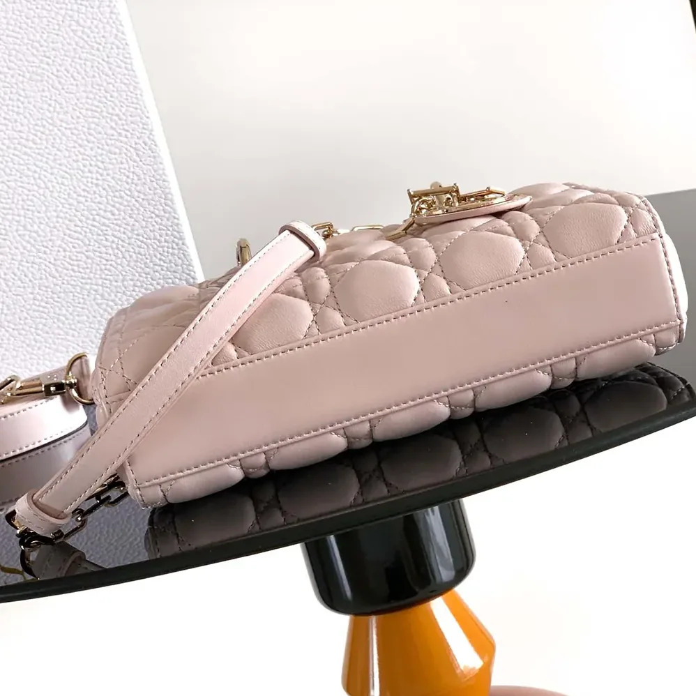 Dior Small Lady D-Joy Bag Powder Pink Cannage Lambskin for Women