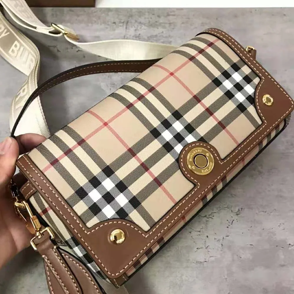 Burberry Top Handle Note Bag with Logo-engraved Studs for Women in Brown