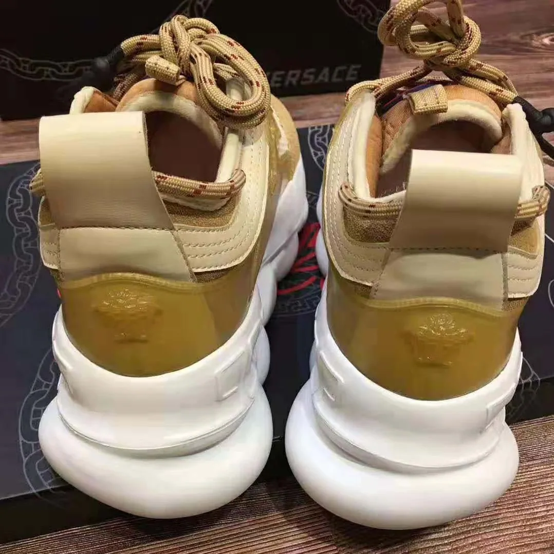Versace Chain Reaction Sneakers for Men in Gold Versace Chain Reaction Sneakers for Men in Gold