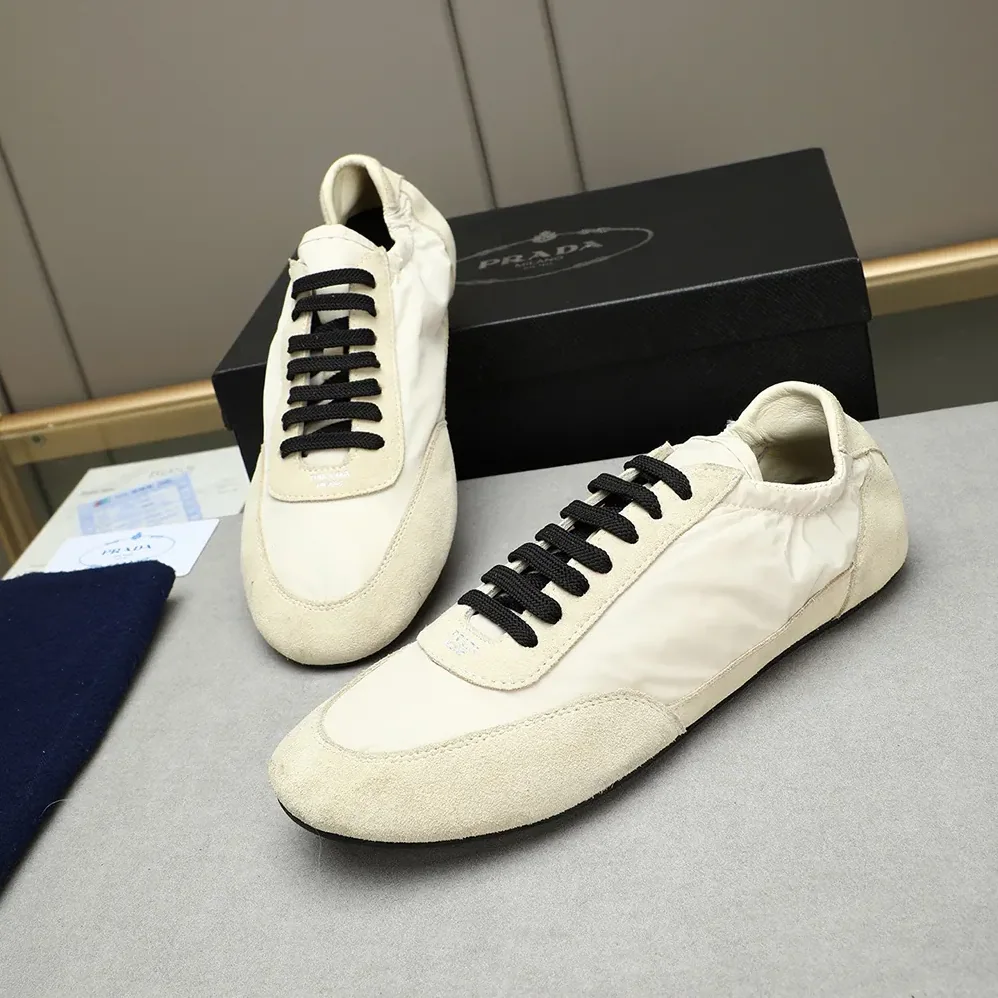 Prada Collapse Re-Nylon and Suede Elasticized Sneakers for Unisex in Ivory Prada Collapse Re-Nylon and Suede Elasticized Sneakers for Unisex in Ivory