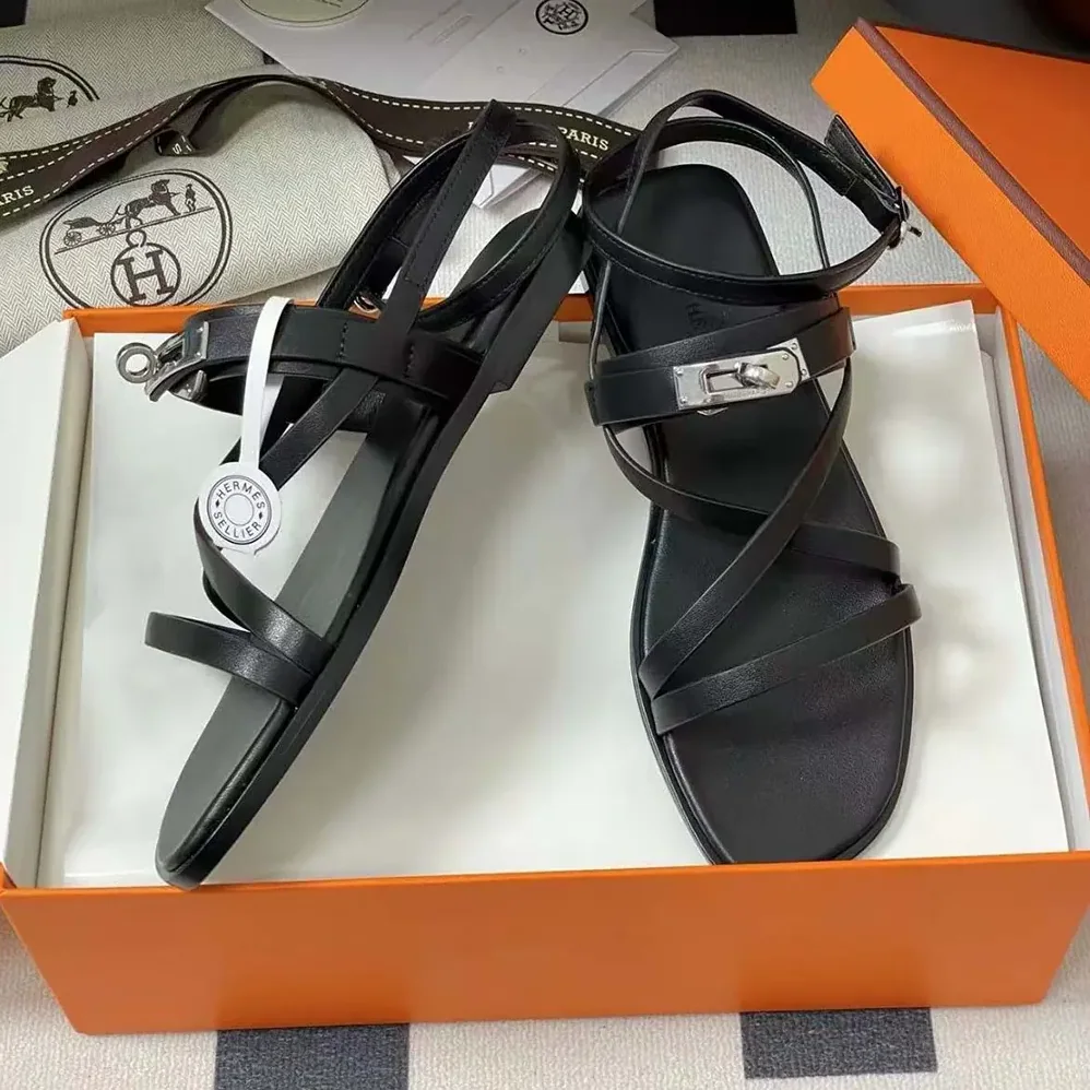 Hermes June Sandal in Calfskin-Black H242104Zv02360 for Women Hermes June Sandal in Calfskin-Black H242104Zv02360 for Women