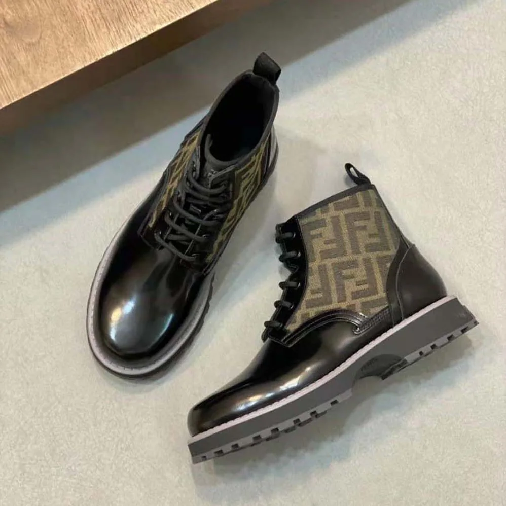 Fendi Biker Boots Black Leather Biker for Men