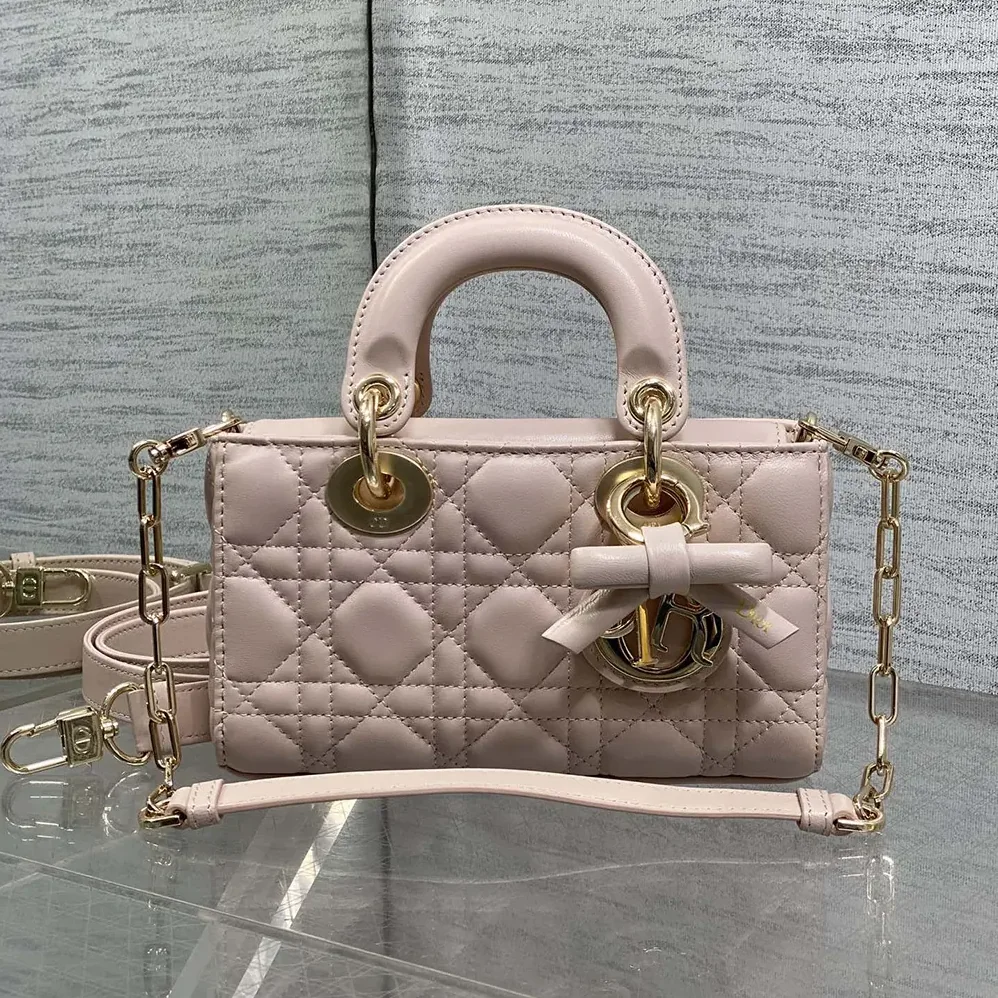 Dior Mini Lady D-Joy Bag Rose Soupir Cannage Lambskin for Women