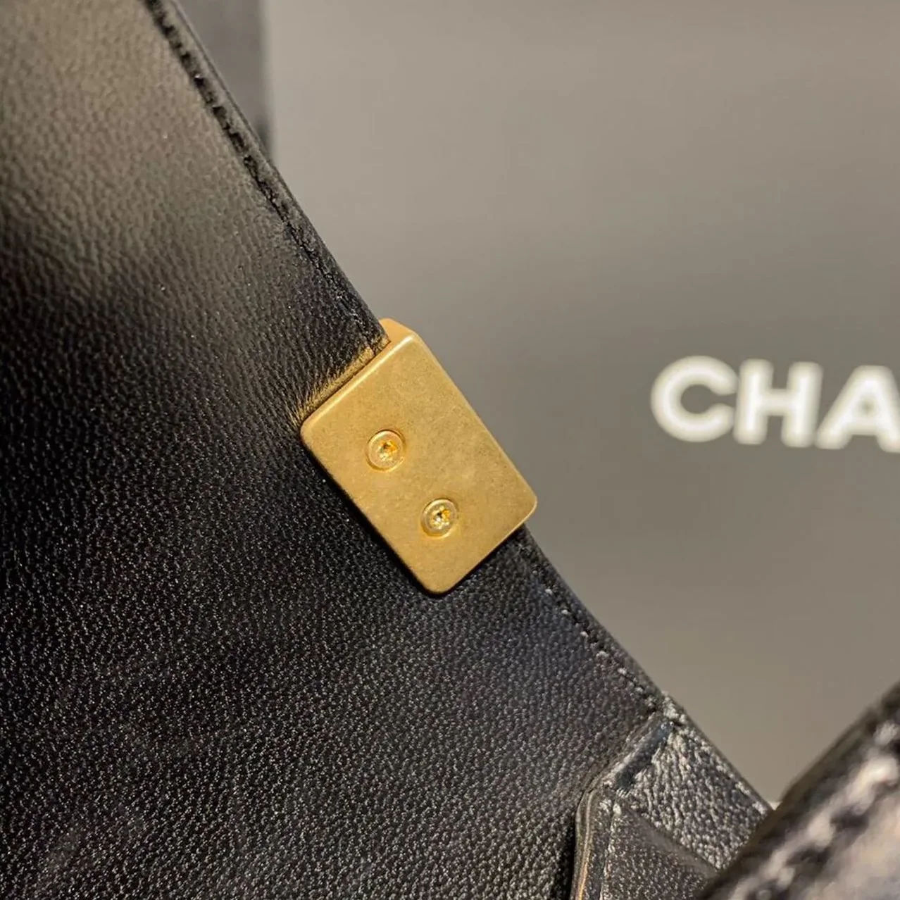Chanel Boy Medium Crossbody Bag in Black Gold Hardware