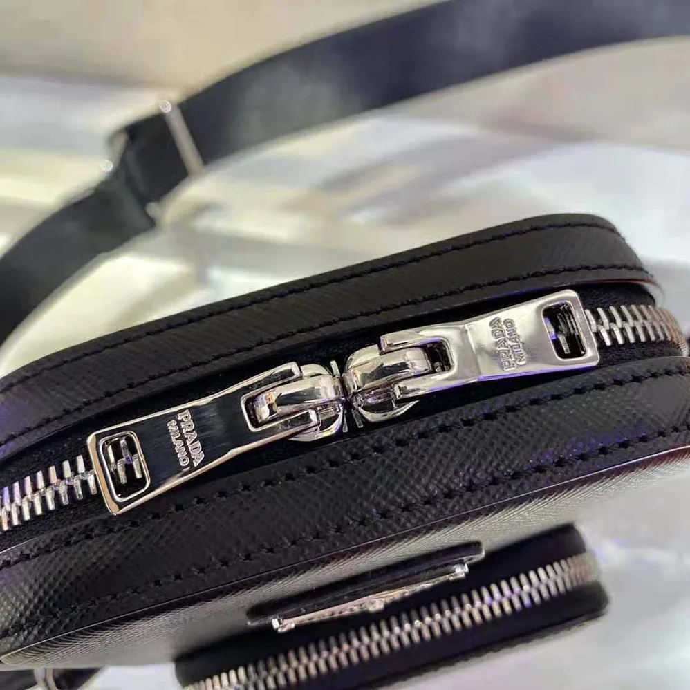 Prada Saffiano Leather Mini Bag for Men in Black Prada Saffiano Leather Mini Bag for Men in Black