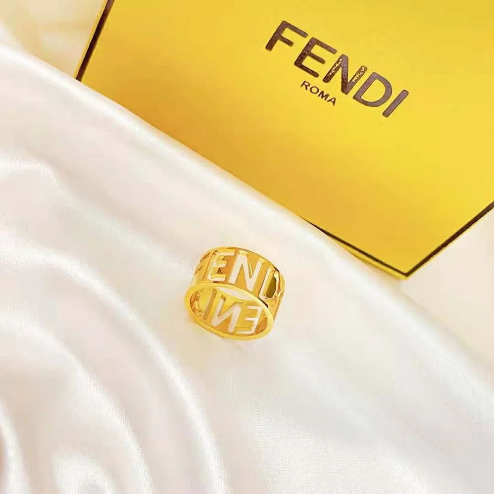 Fendi Wide Band Ring with Laser for Women in Cut Fendi Lettering