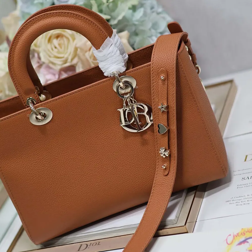 Dior Medium Lady D-Sire My ABCDior Bag Dark Brandy Taurillon Leather for Women