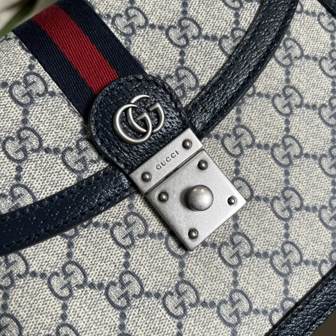 Gucci Ophidia Small Top Handle Bag / Beige Supreme Canvas Silver Hardware Gucci Ophidia Small Top Handle Bag / Beige Supreme Canvas Silver Hardware