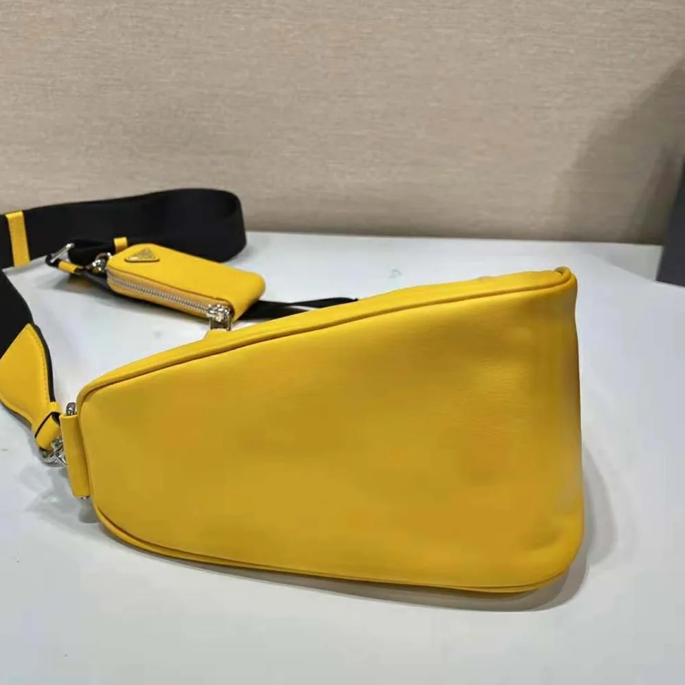 Prada Leather Triangle Shoulder Bag for Women in Yellow Prada Leather Triangle Shoulder Bag for Women in Yellow