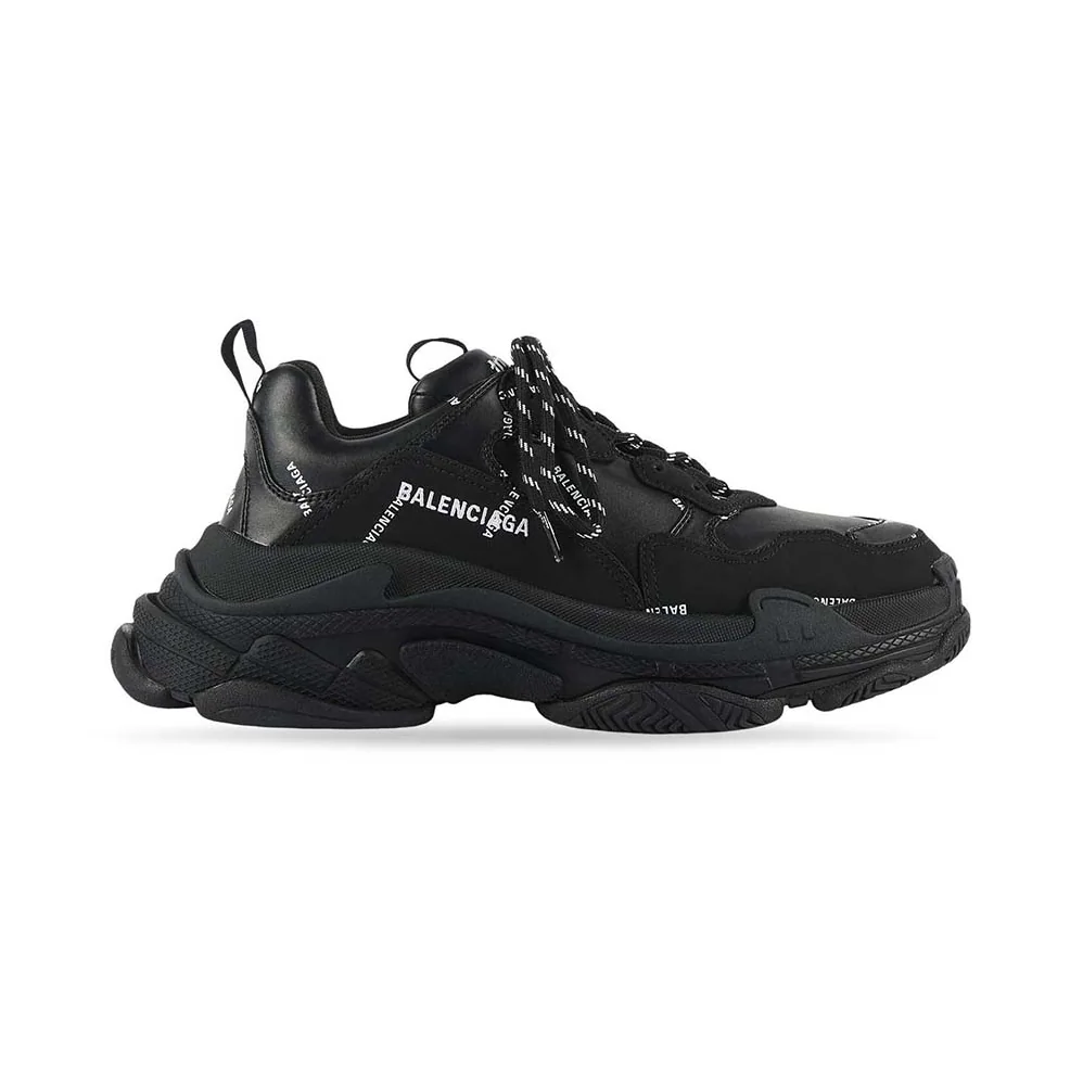 Balenciaga Triple S Sneaker Allover Logo in Dark Green and BlackTechnical Material for Unisex