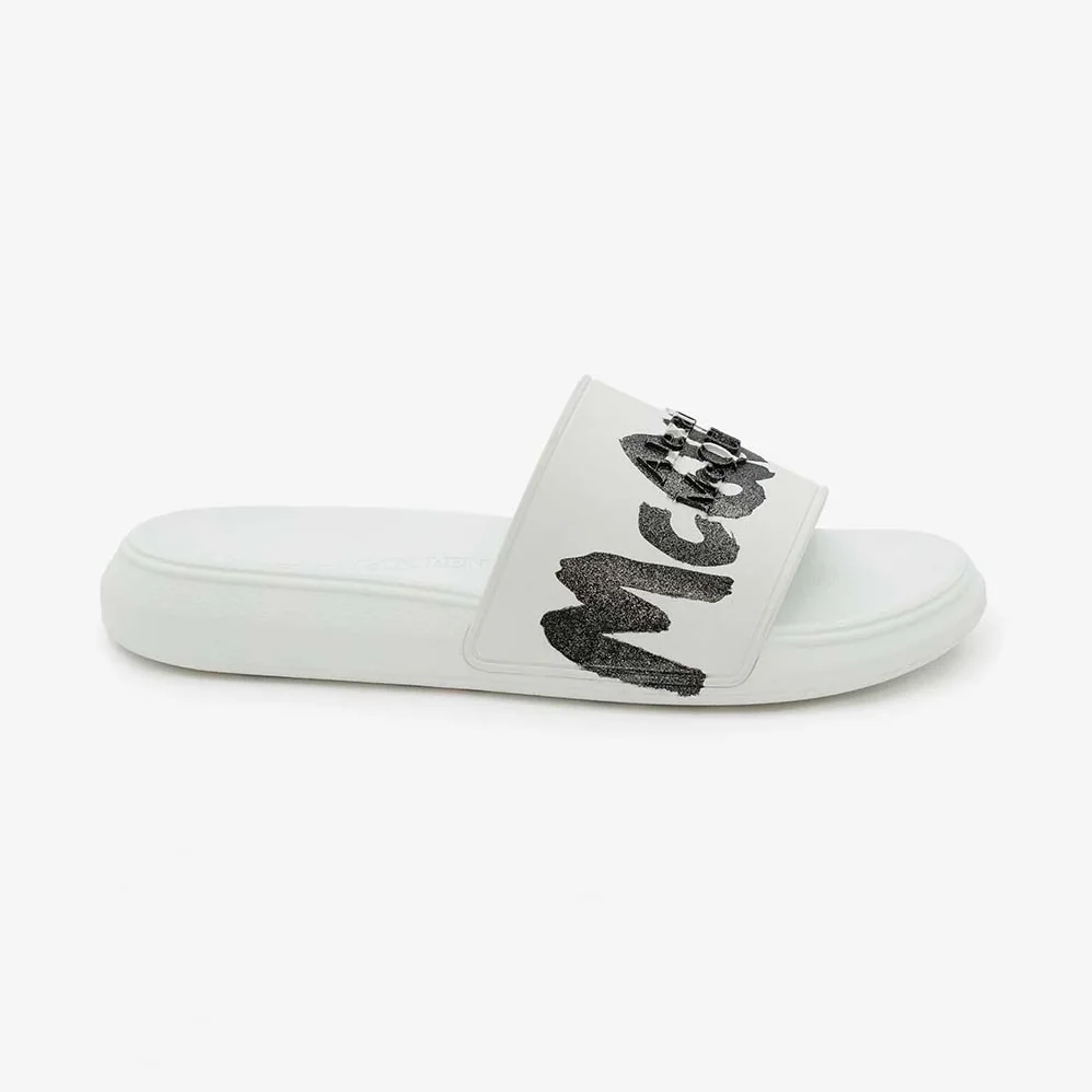 Alexander Mcqueen Oversized Rubber Slide in White for Unisex in Black Alexander Mcqueen Oversized Rubber Slide in White for Unisex in Black
