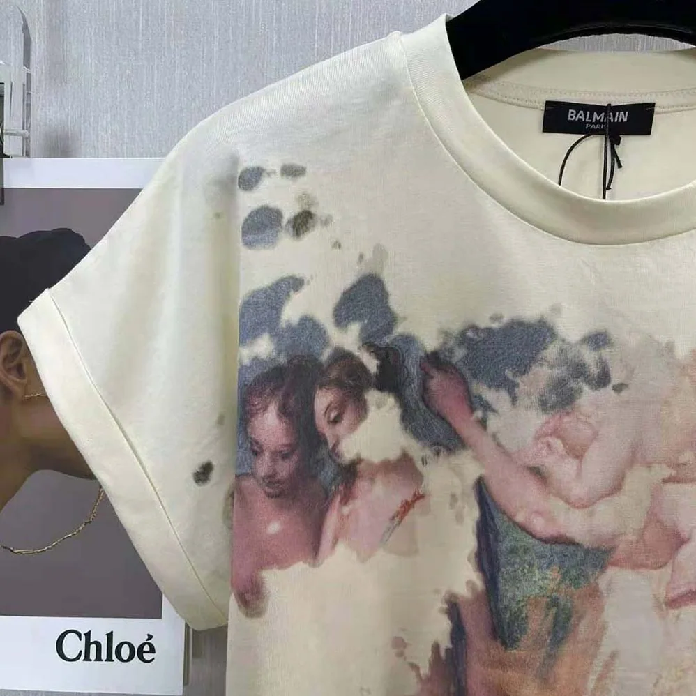 Balmain Cropped Pastel Print T for Women in shirt