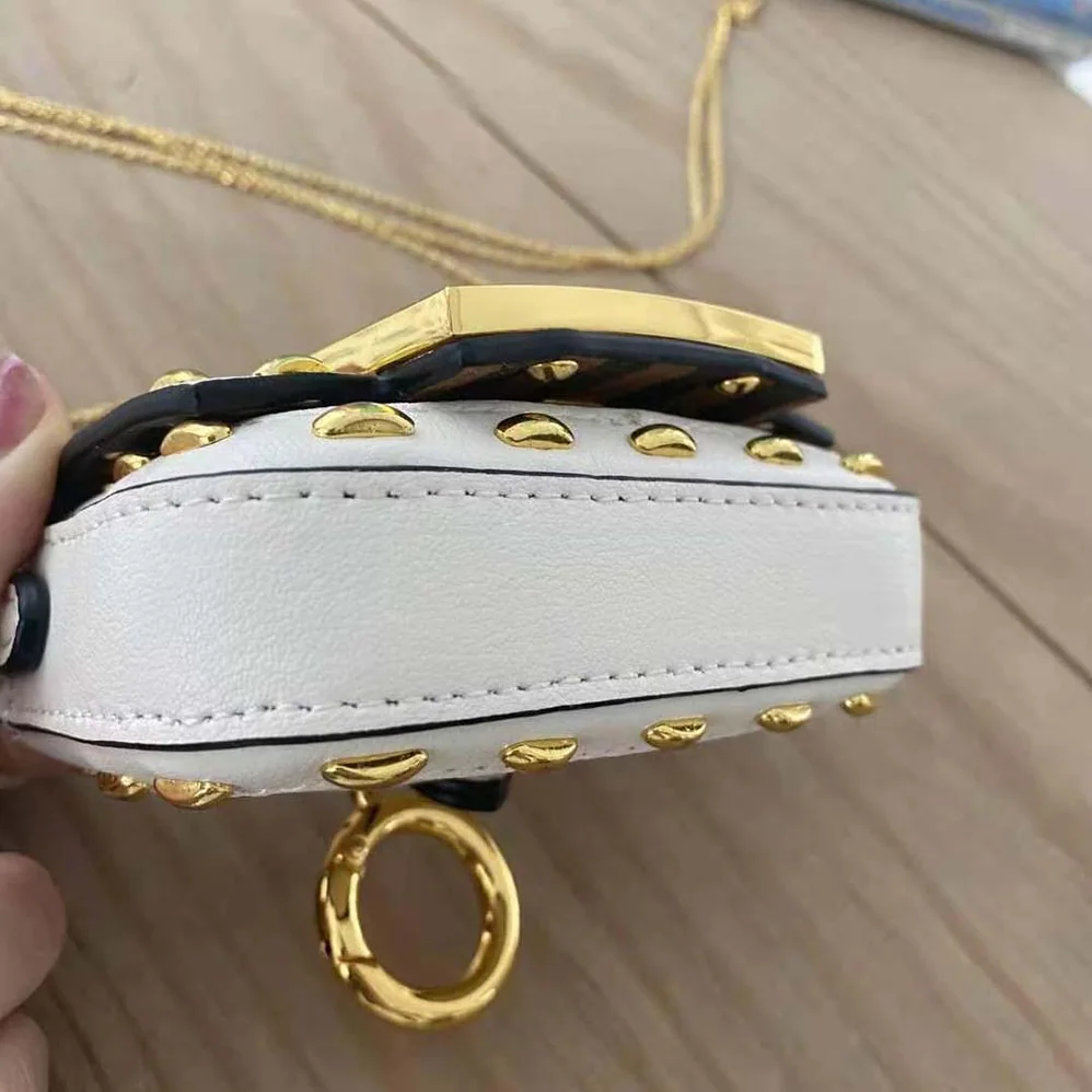 Fendi Nano Baguette White Nappa Leather Charm for Women
