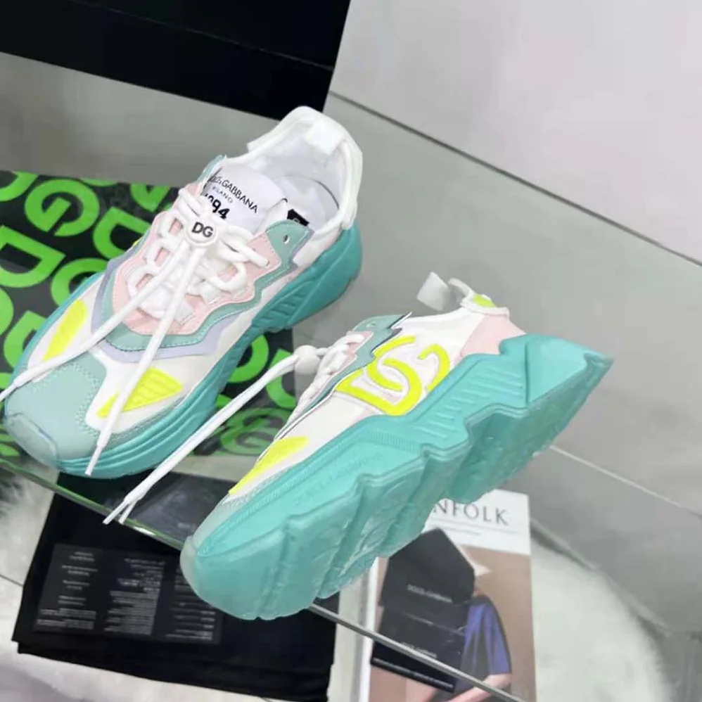 Dolce Gabbana D&G Mixed-Materials Daymaster Sneakers for Unisex in Lime Dolce Gabbana D&G Mixed-Materials Daymaster Sneakers for Unisex in Lime