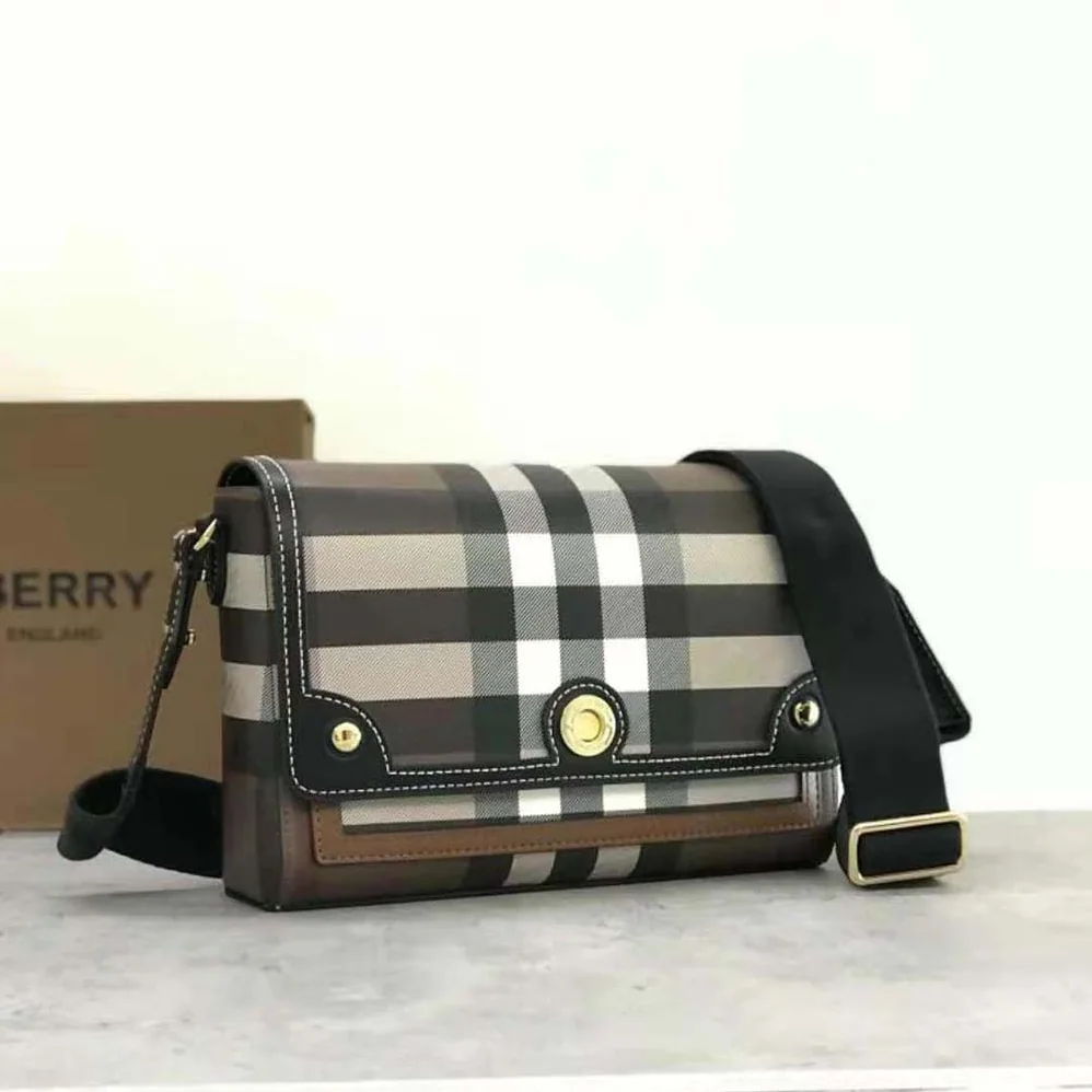 Burberry Note Bag with Logo-engraved Studs for Women in Brown