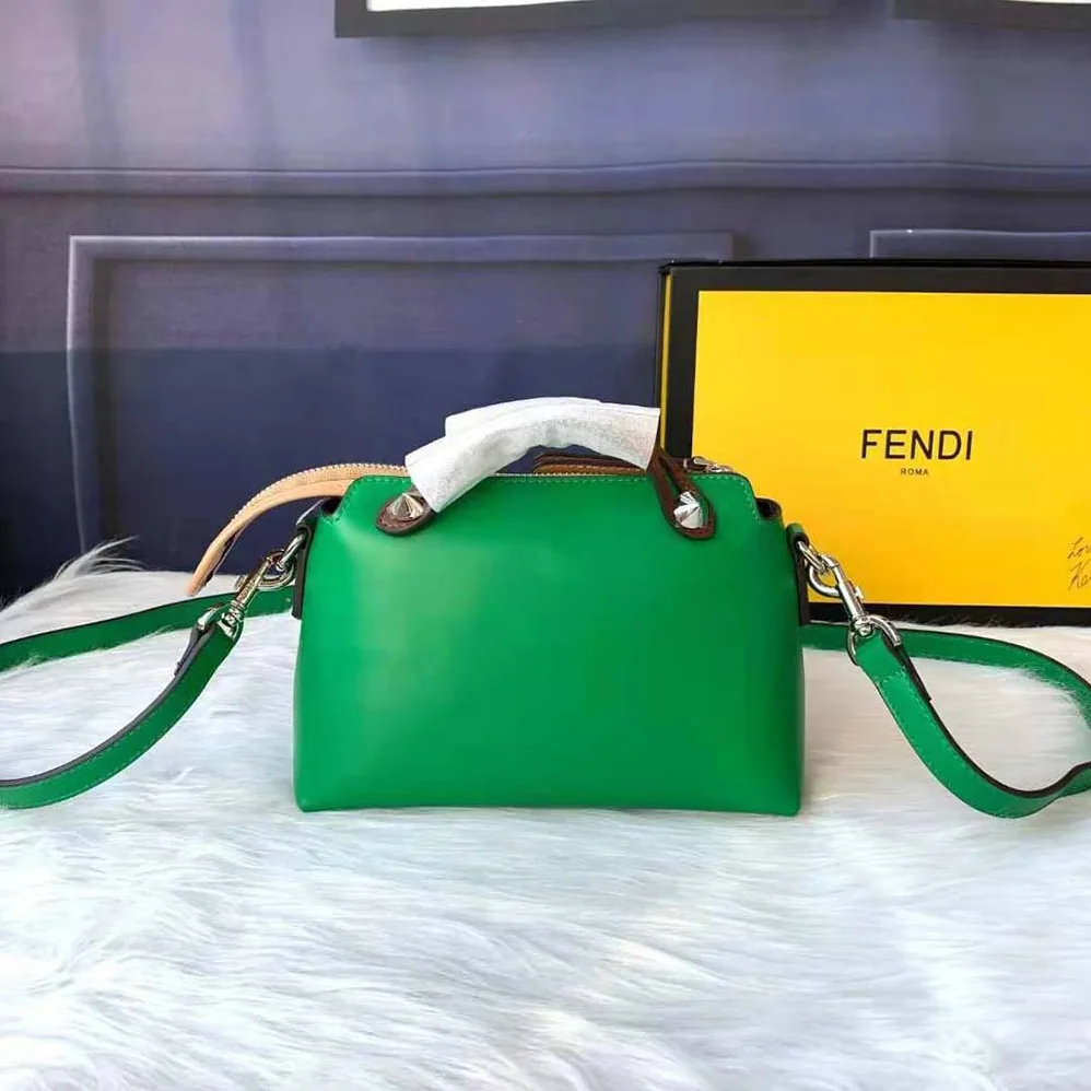 Fendi by the way Mini Multicolor Leather Boston Bag for Women in Green Fendi by the way Mini Multicolor Leather Boston Bag for Women in Green