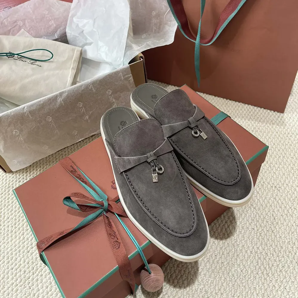Loro Piana Babouche Charms Walk Loafers for Unisex in Gray