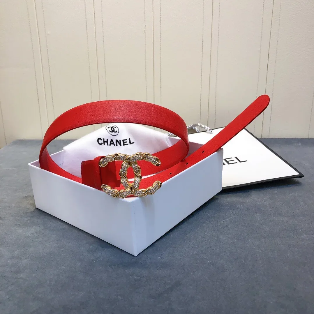Chanel Belt With Double C Buckle Red for Women
