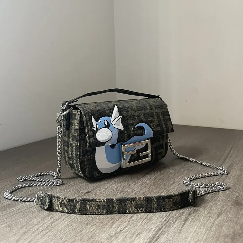 Fendi Baguette Mini FENDI x FRGMT x POKÉMON Brown FF Fabric Bag for Women