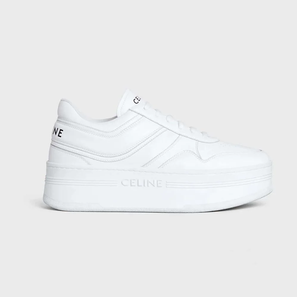 Celine Block Sneakers with Wedge Outsole in Calfskin for Women in White
