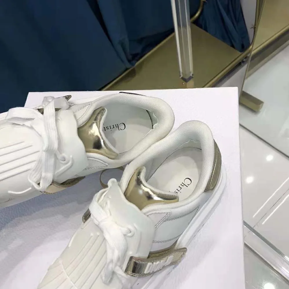 Dior Dior-id Sneaker White Calfskin and Gold for Women in Tone Laminate