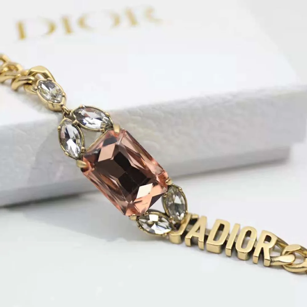 Dior J'Adior Bracelet Antique Gold-Finish Metal and Multicolor Crystals for Women Dior J'Adior Bracelet Antique Gold-Finish Metal and Multicolor Crystals for Women