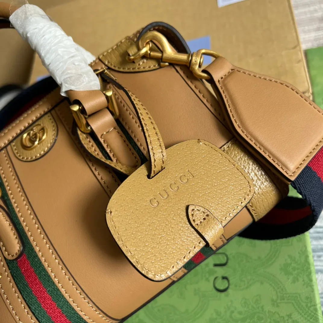 Mini Top Handle Bag With Double G White in Brown /