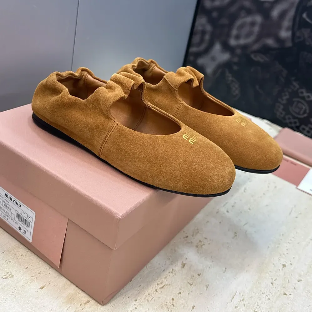 Miu Miu Ruches Suede Ballerinas for Women