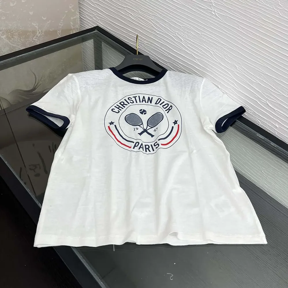 Dior Vibe T-Shirt White Cotton and Linen Jersey with Three for Women in Tone Signature Dior Vibe T-Shirt White Cotton and Linen Jersey with Three for Women in Tone Signature